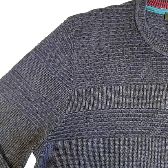 Ted Baker Sz 4 / Large Rossi Textured Knitted Crewneck Sweater Heathered Navy - Picture 16 of 16